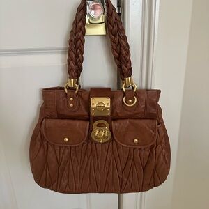 Steve Madden Tan Satchel with Gold Accents
